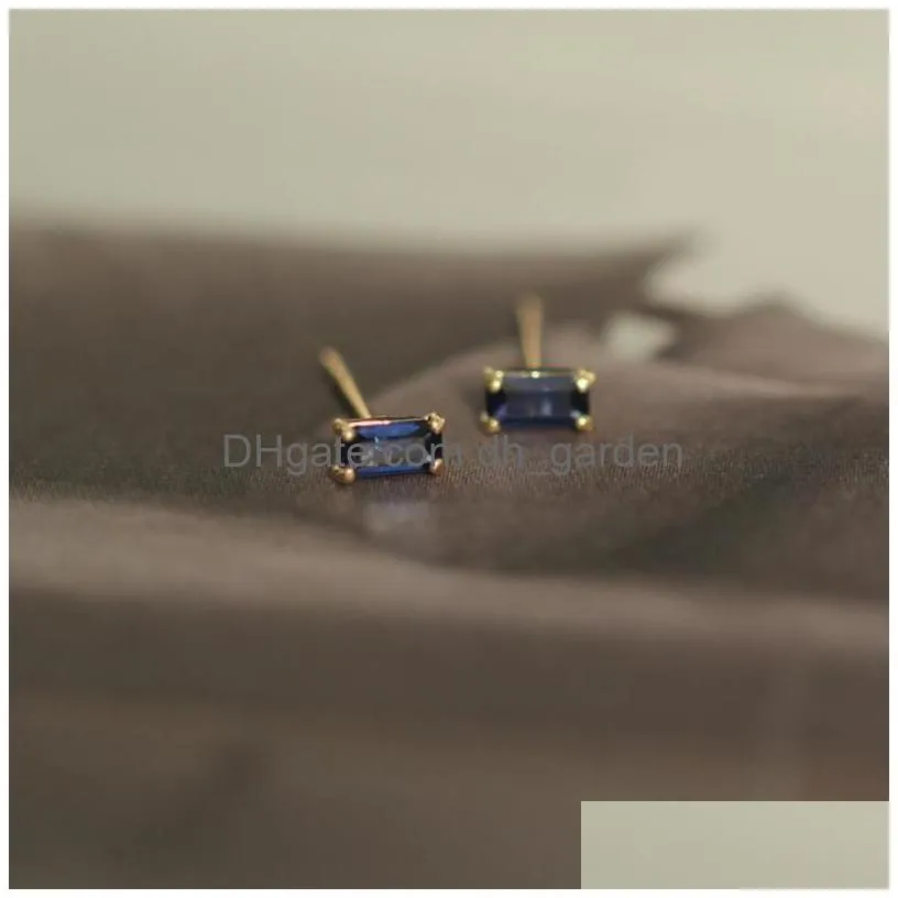 Stud 2021 New 14K Pure Gold Stud Earrings Black Purple Rose Blue Yellow Zircon Cube For Drop Delivery Jewelry Earrings Dhgarden Dhm1H