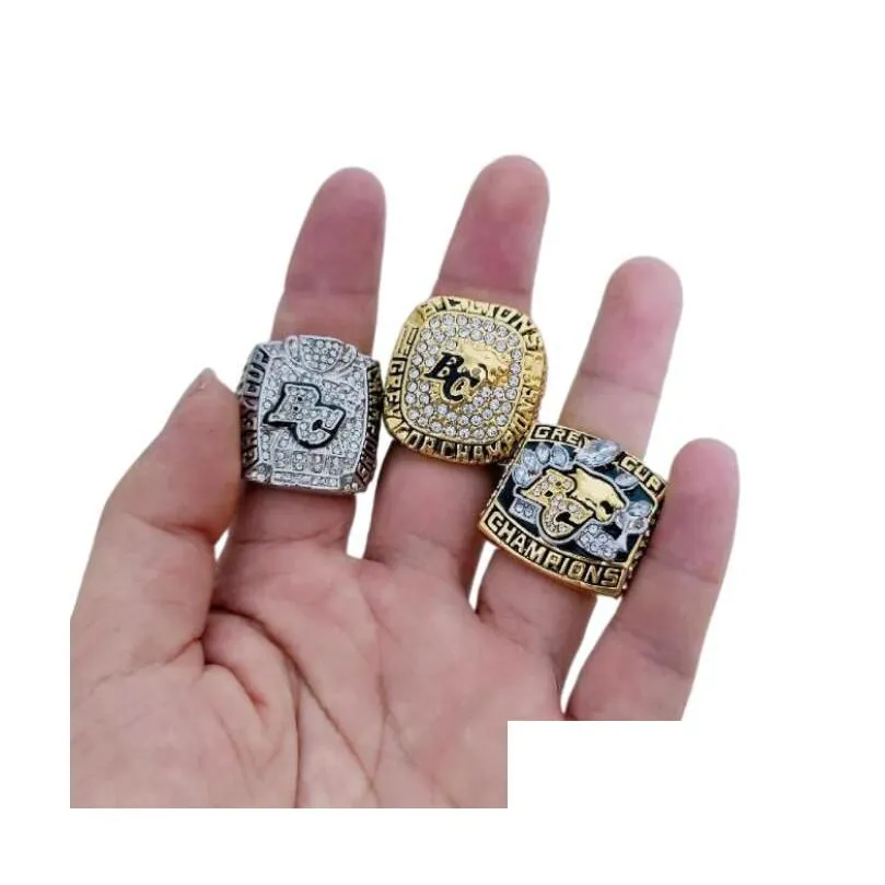 3pcs 1994 2006 2011 bc lions cfl grey cup team champions championship ring with wooden box souvenir men fan gift 2020 wholesal