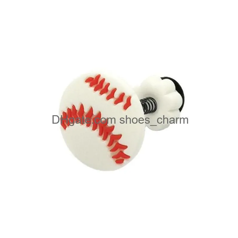 10pcs charms cartoon sports ball shoe accessories football basketball buckle decorations fit croc wristband jibz kids xmas