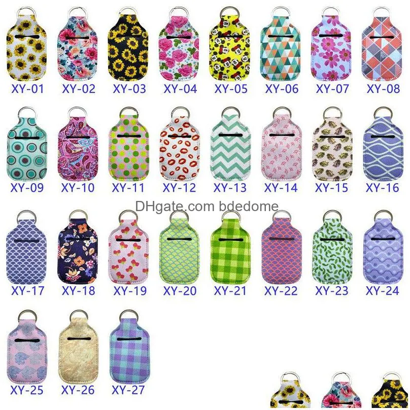 84 Colors Customize Neoprene Hand Sanitizer Bottle Holder Keychain Wristband Key Ring 1 Setis2 Pcs Mtiple Styles With Set Dive Materia Dh957