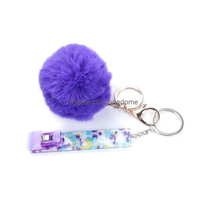 Cute Credit Card Pler Pompom Keychains Acrylic Debit Bank C Ard Grabber For Long Nail Atm Keychain Cards Clip Nails Key Rings 13 Drop Dhxoy