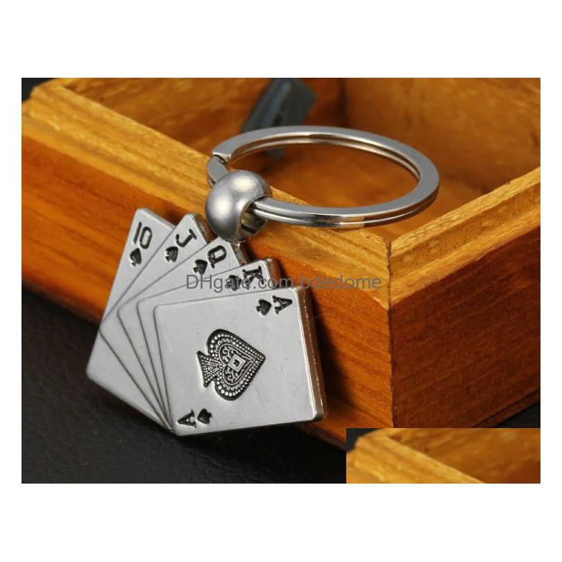 Poker Flush Key Chain Metal Creative Hearts Drop Delivery Dh2Dr