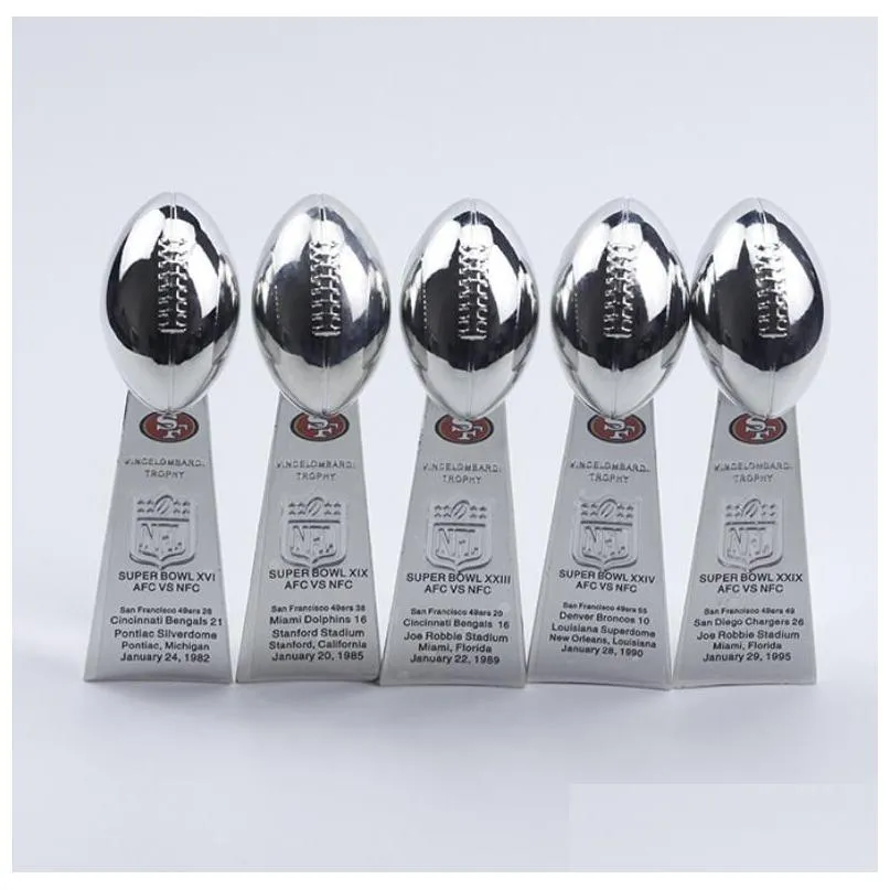 5pcs sf  football team champions championship ring lombardi trophy souvenir men women boy fan brithday gift 2023 hip hop jewelry sport