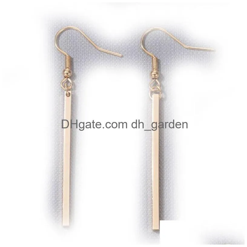 Dangle & Chandelier Dangle Chandelier Simple Stick Drop Earrings For Women New Trendy Sier Color Geoemtry Earring Wedding Je Dhgarden Dhkpm