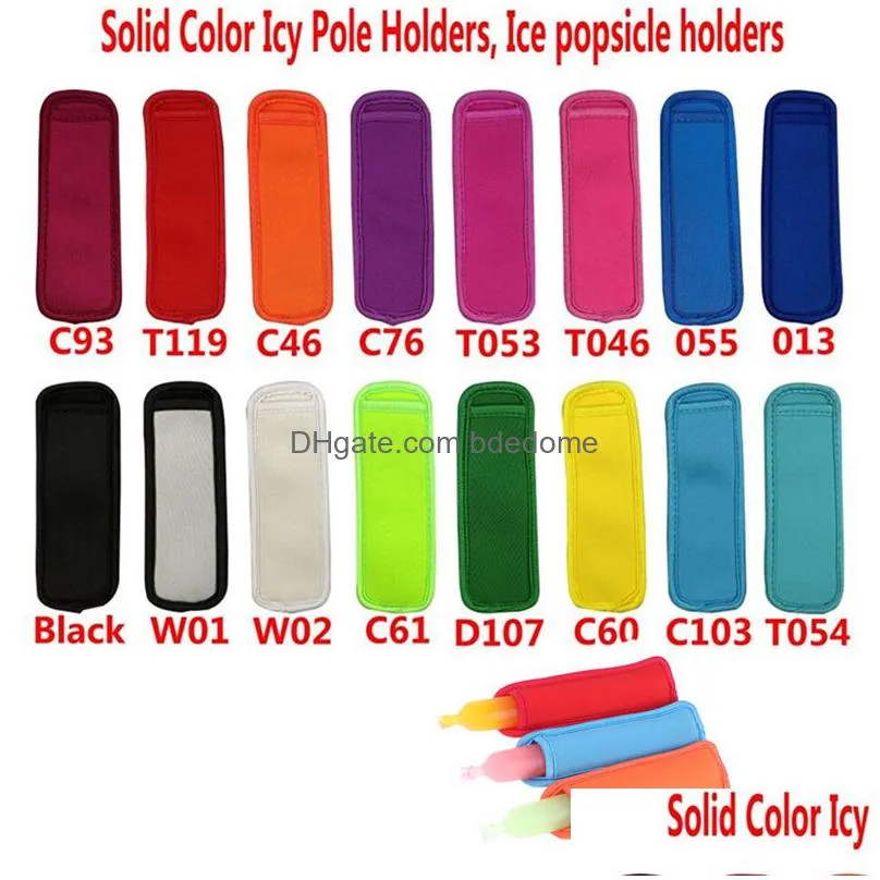 32 Colors Antizing Popsicles Bags Tools Keychain Zer Icy Pole Popsicle Holders Reusable Neoprene Insation Ice  Sleeves Bag For Kids Dhlkz