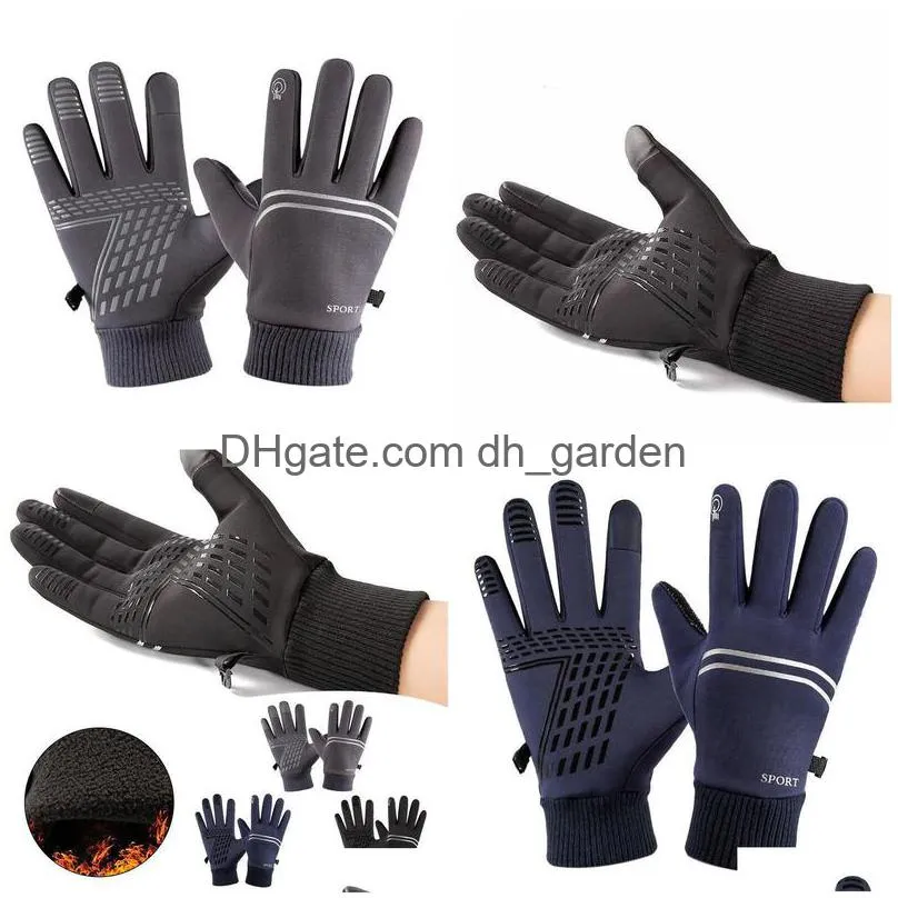 Five Fingers Gloves Black Touchsn Sports Gloves For Women Men Winter Cycling Ski Telefingers Waterproof Warm Mittens Handsch Dhgarden Dhgea