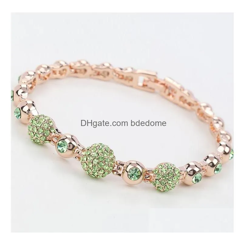 17 Colors Elegant Shape Women Crystal Bracelet Plating Spherical Pendant Bracelets For Girl Nice Gift Mti Style Wholesale Ship Drop De Dhisu