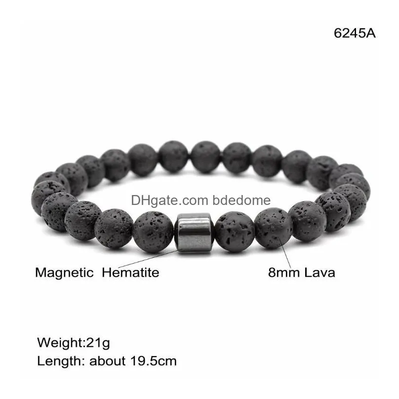 Natural Stone Bracelet Magnetic Therapy Lava Turquoise Tiger Eye Hematite Beads For Women Men Bangle Drop Delivery Dhudh