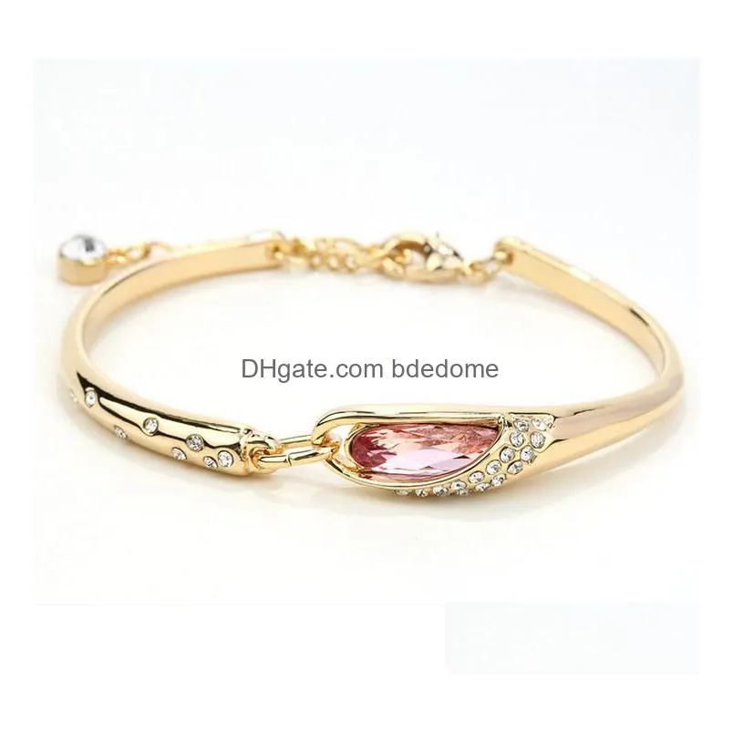 Elegant Girl Crystal Bracelet Shiny Plating Bracelets For Women Nice Gift Valentines Day Mti Style Ship Drop Delivery Dh7Gh