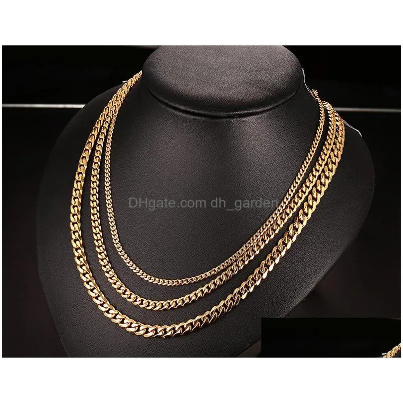 fashion stainless steel necklace jewelry men women necklaces 18k gold titanium cuban link chains man luxury chains necklaces