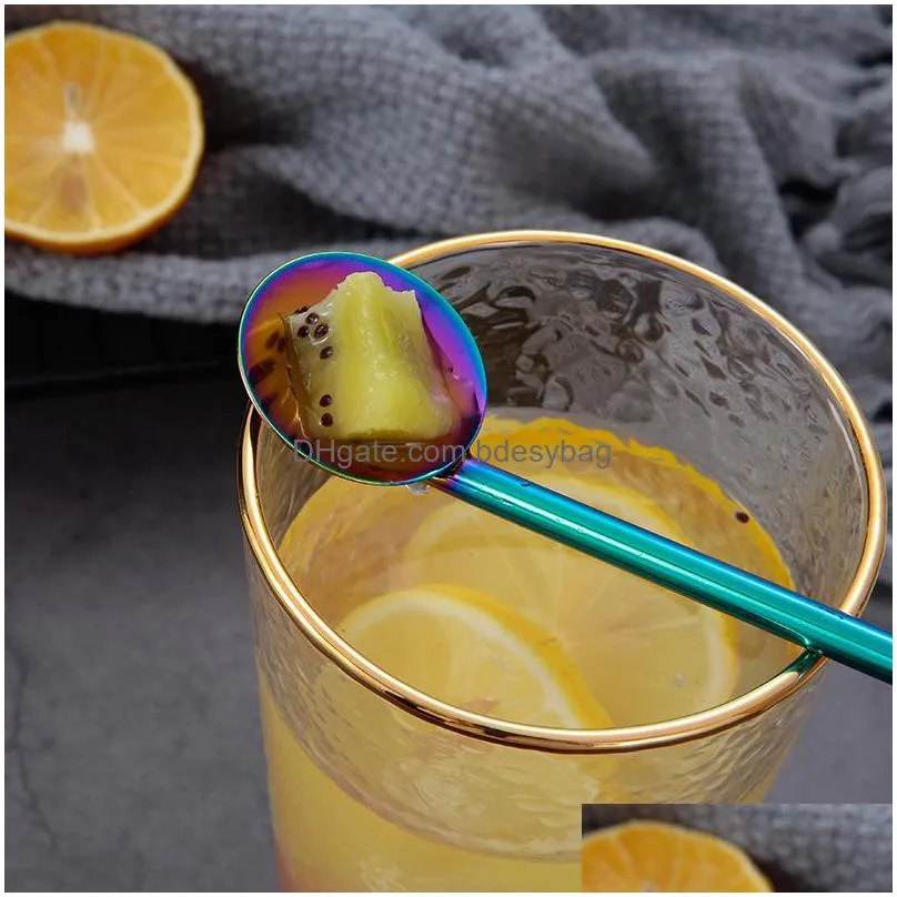 7 pieces/set 304 stainless steel drinking metal straws rainbow multicolored reusable drink set gq999