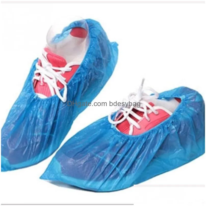 100pcs disposable cover plastic thick outdoor rainy day carpet cleaning blue waterproof shoe covers
