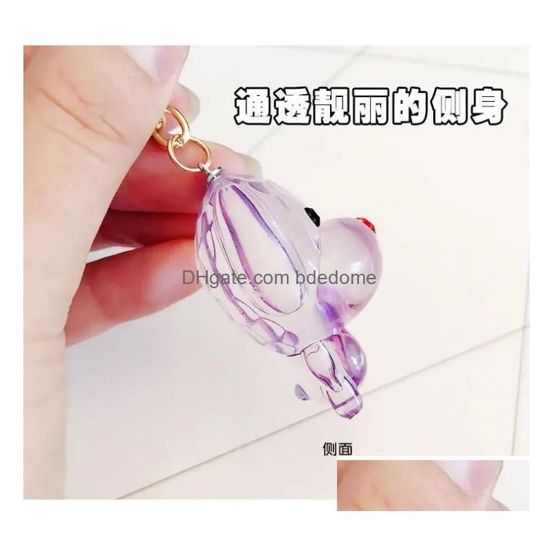 Mticolor Creative Dog Keychain With Pearl Chain Bell Pendant Key Delicacy 3D Animal Ring Bag Accesseries Drop Delivery Dhkqz