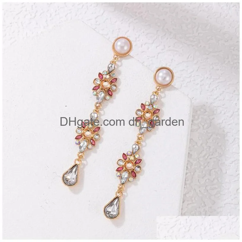 Dangle & Chandelier Colorf Shiny Crystal Stone Drop Earrings For Women Flowers Water Wing Geometric Dangle Jewelry Pendiente Dhgarden Dh6As