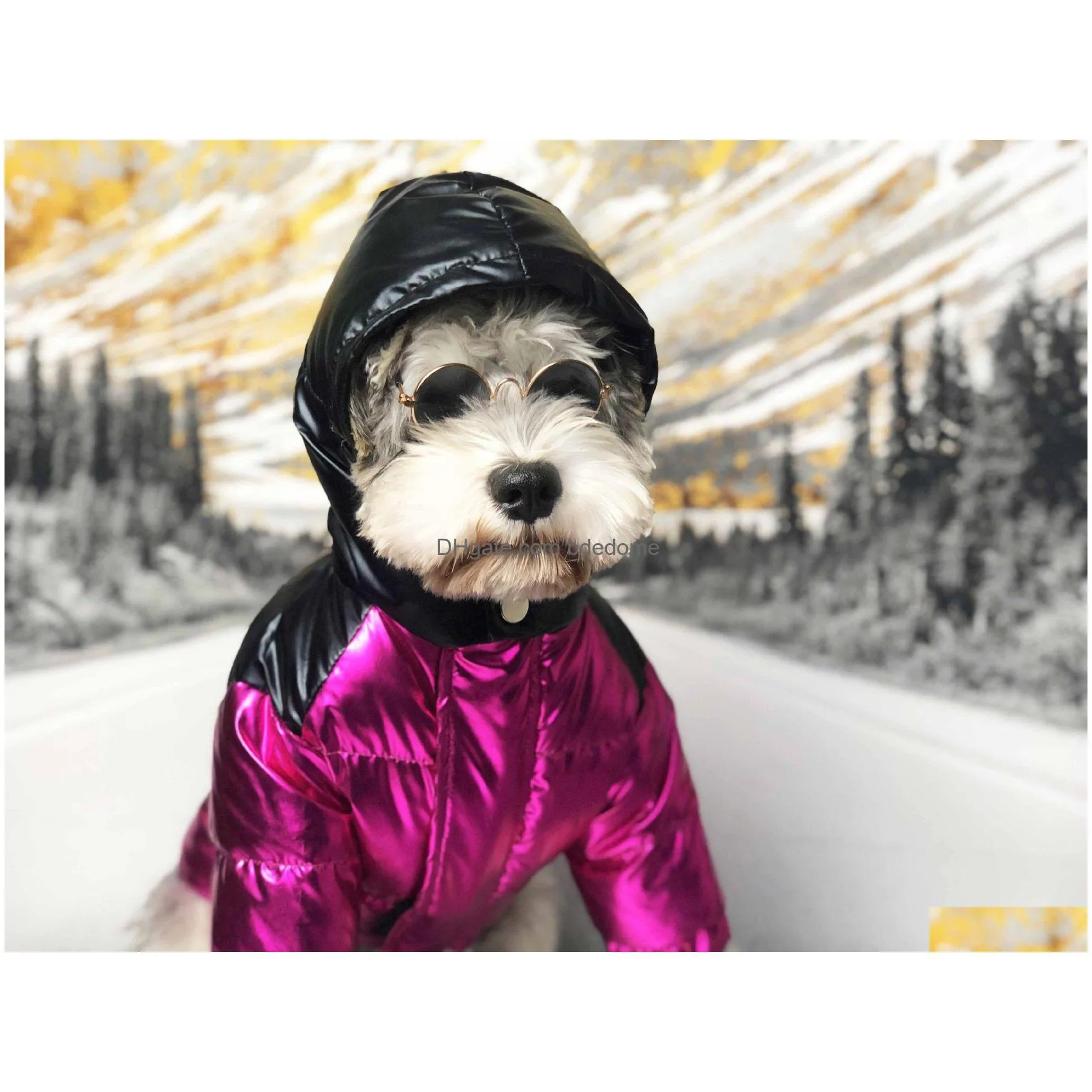 winter popular dog apparel ski suit pet down jacket puffer cool handsome dog coat poodle drop ship 2 colors