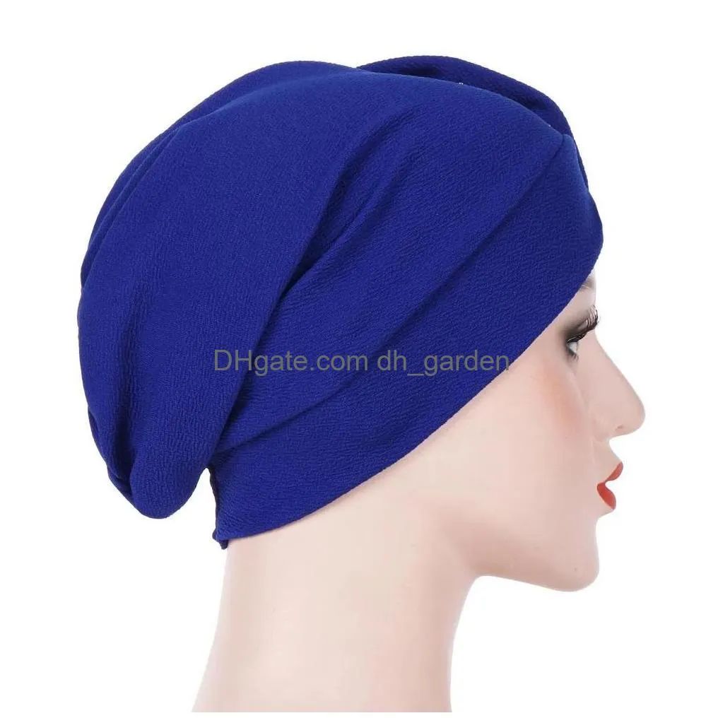 Beanie/Skull Caps Muslim Women Chemo Cap Big Flower Hair Loss Head Wrap Beanie Bonnet Headscarf Indian Headwear Cancer Hat T Dhgarden Dhftk