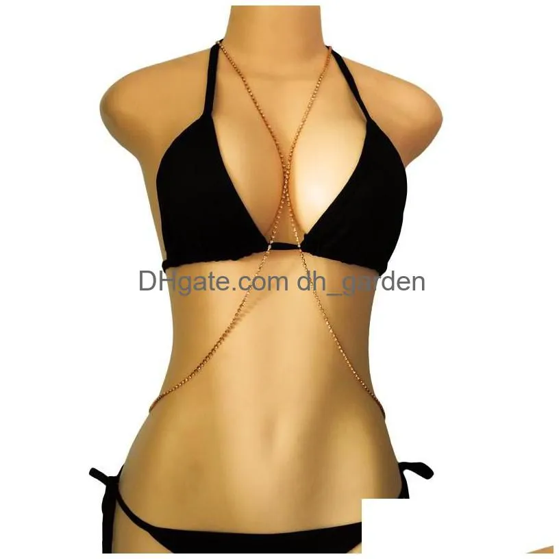 Belly Chains Rhinestone X Style Body Chains Harness Chain Bra Y Fashion Crystal Bikini Jewelry Drop Delivery Jewelry Body Jew Dhgarden Dhcrr