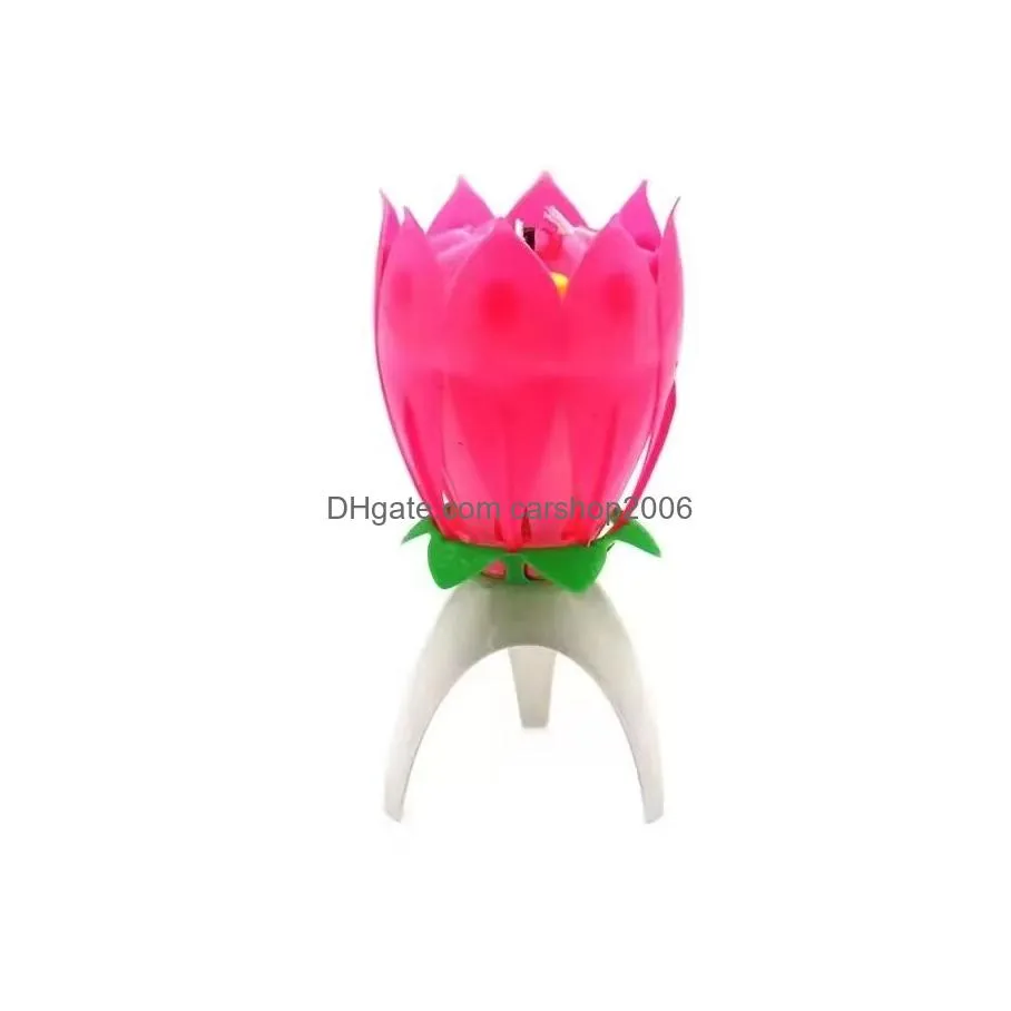 lotus music candle lotus singing birthday party cake music flash flower candles cakes accessories home decorations c5