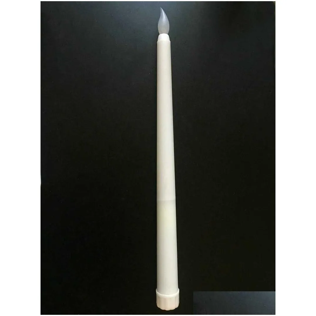 50pcs Led battery operated flickering flameless Ivory taper candle lamp candlestick Xmas wedding table Home Church decor 28cm(H) H0909