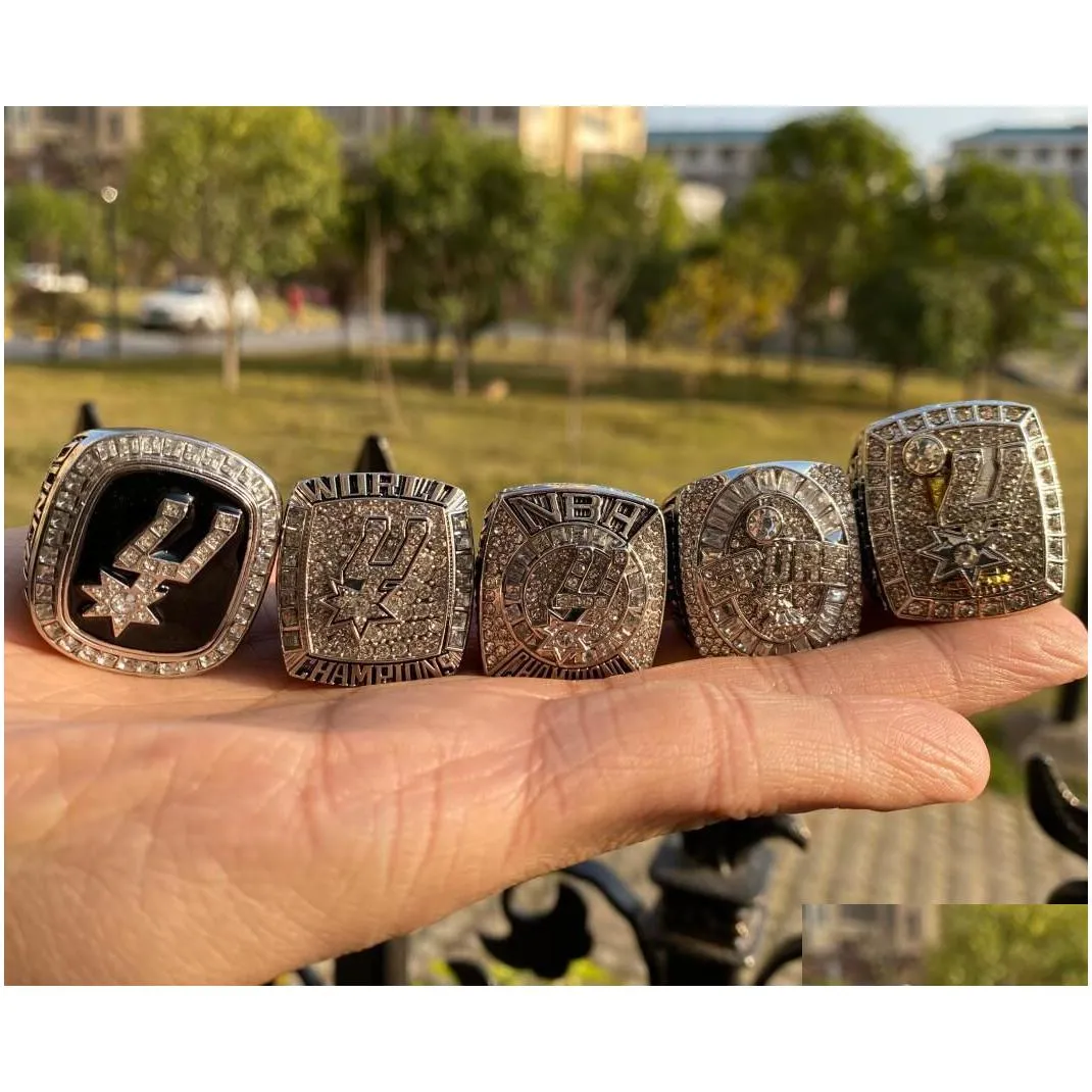 5pcs basketball team champions championship ring set with wooden box souvenir men women boy fan brithday gift 2023 hip hop jewelry