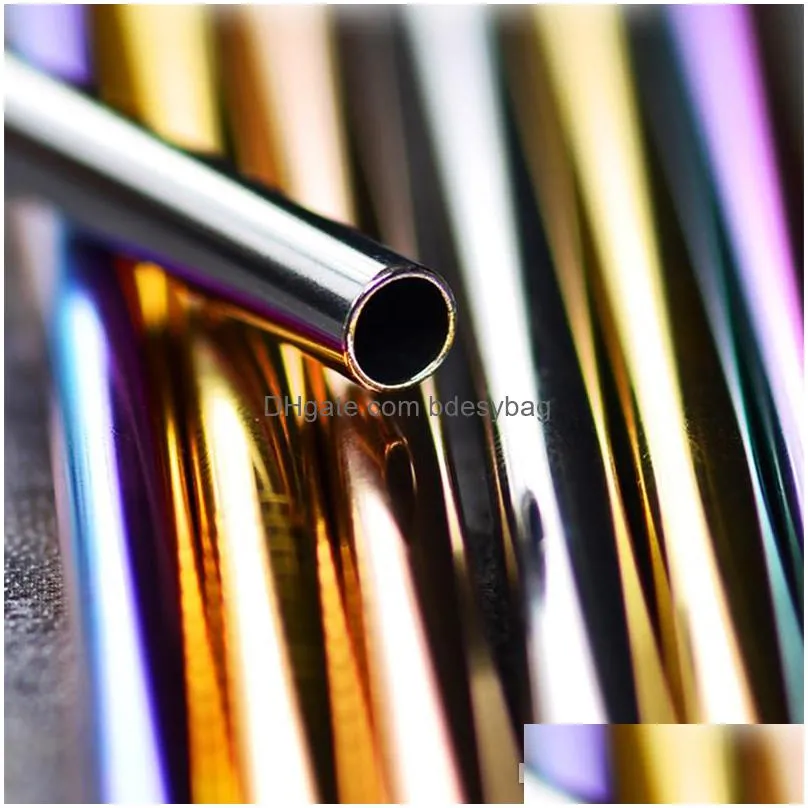 100pcs/set metal straw reusable wholesale stainless steel drinking tubes 215mmx6mm eco friendly straight bent straws for beer