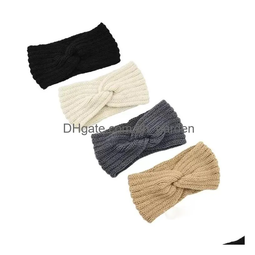 Beanie/Skull Caps Hair Bands Ear Protector 36 Color Autumn And Winter Womens Belt Wool Knitted Headband Supplies Drop Delive Dhgarden Dhvu5
