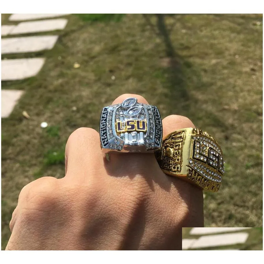 2pcs 2003 2007 lsu tigers national championship ring set souvenir fan men gift wholesale drop shipping