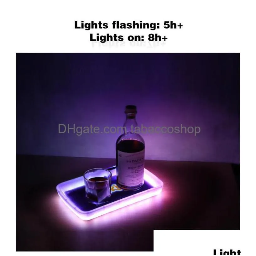 portable led illuminated cigarette tray metal sheet operated light tray 29.5x18.5x3.5cm