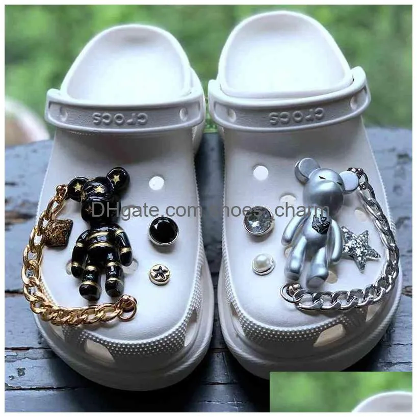 metal punk croc charms designer vintage pin rivet chain shoe decoration clogs kids boys women girls gifts charm for croc jibbi