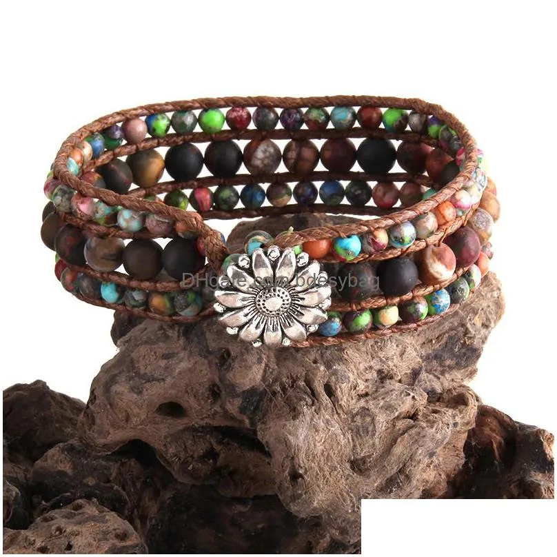 fashion boho beads bracelet jewelry colorful natural stone friendship beaded wrap braceletes dropship