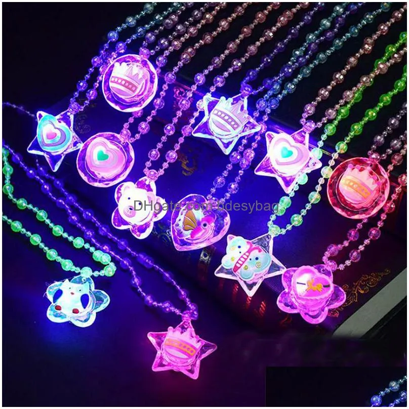 glitter flash acrylic decoration necklace led lamp novelty night market hot creative childrens toys luminous light up toys glow