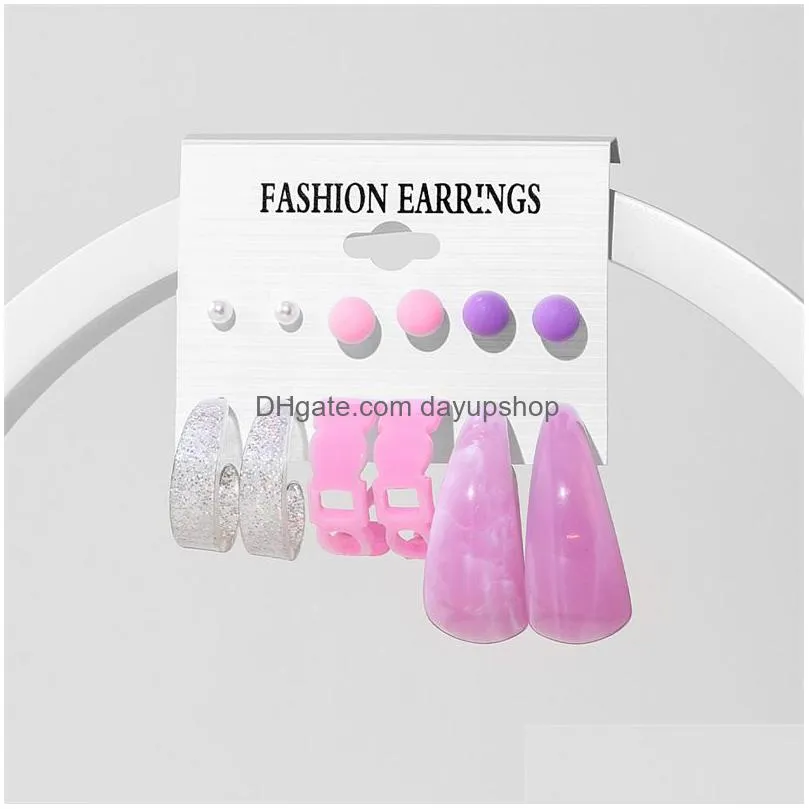 26 Styles Acrylic Earrings Set Fashion Exaggerated Show Face Thin Earring Drop Delivery Dhhig