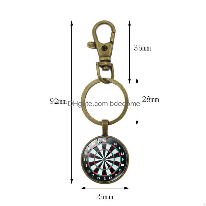 Darts Target Key Chain Restore Ancient Time Gem Pendant Ring Dart Sports Lovers Holder Drop Delivery Dhlxu