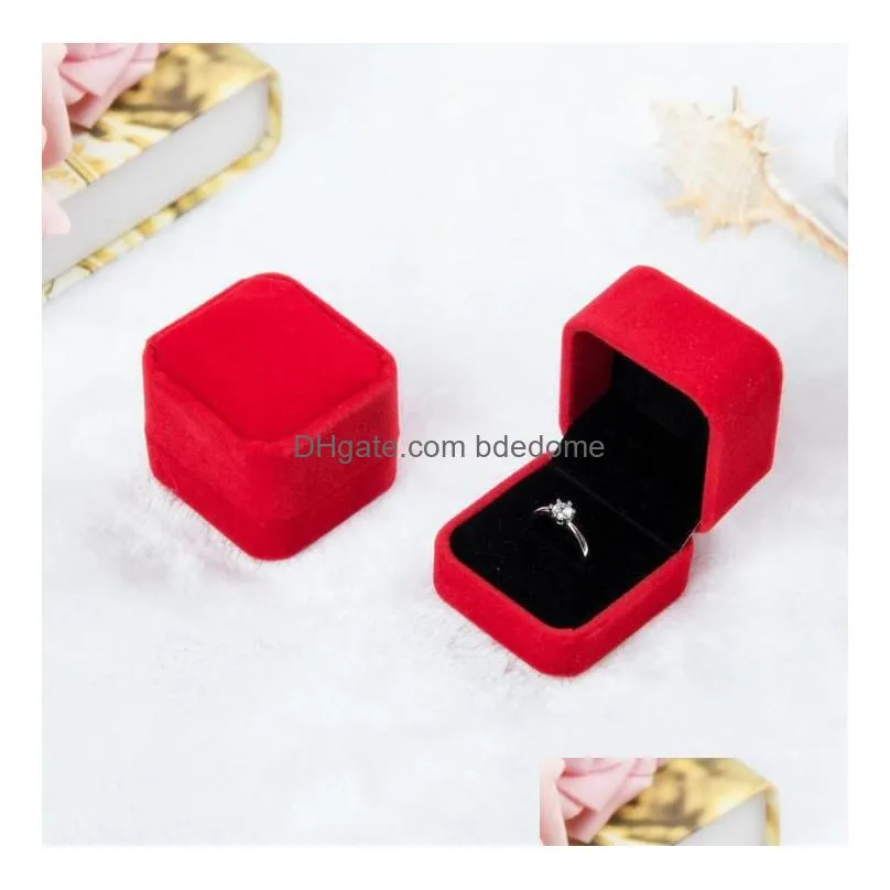 11 Colors 55X50X4M Veet Jewelry Gift Boxes For Rings Wedding Engagement Couple Packaging Square Show Case Box Drop Delivery Dhl0B