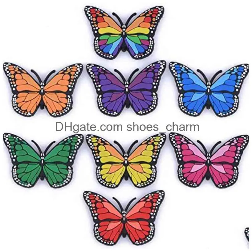 color butterfly print shoe buckle slippers sandals croc charms shoes accessories