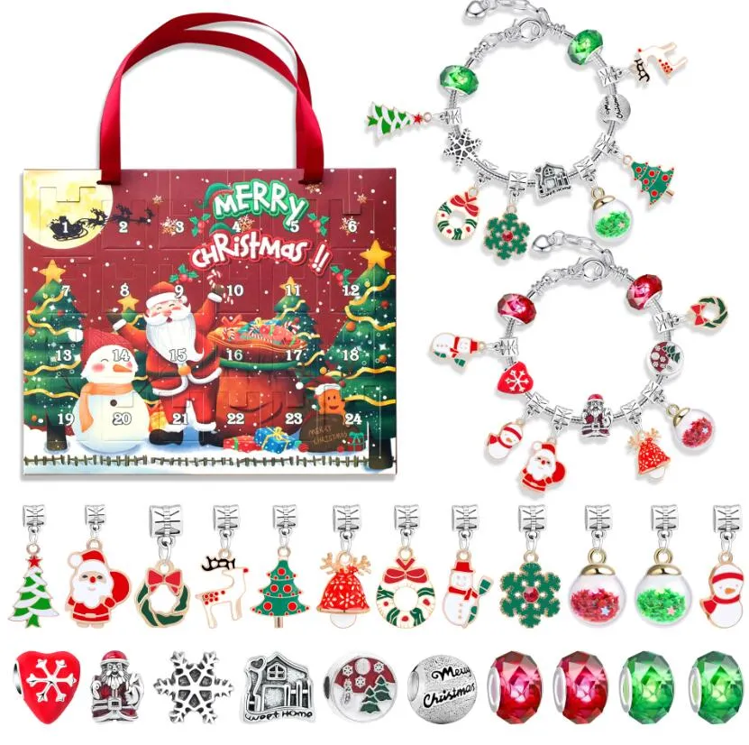 christmas blind box childrens bracelet in europe and america christmas advent handheld 24 grid diy jewelry blind box holiday gift