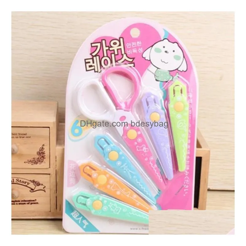 1 set kawaii plastic scissors for paper cutter scrapbooking kids office school supplies korean stationery