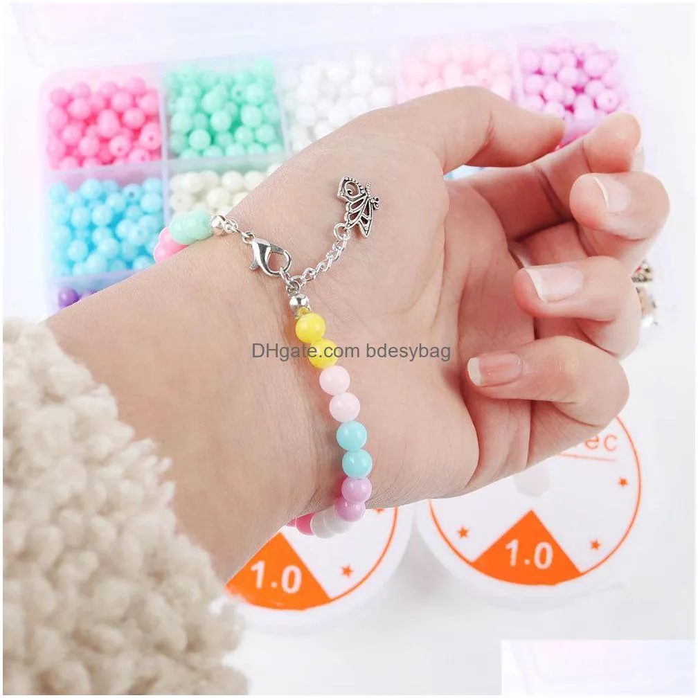 24 grid color straight hole imitation pearl abs with hole plastic bead diy bag accessories string beads materials