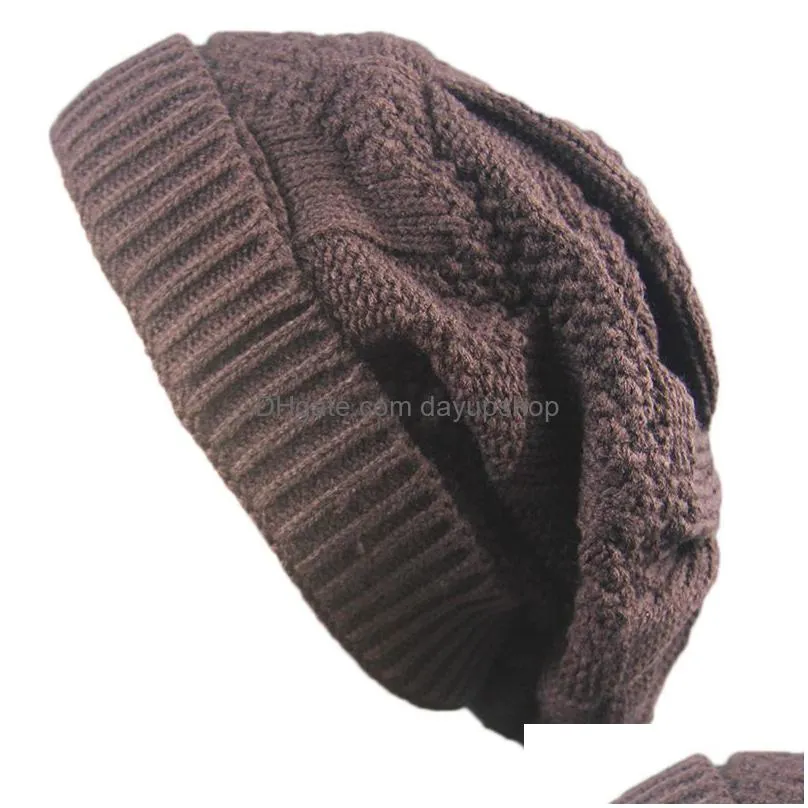 6 Colors Fashion Twist Hip Hop Hat Plover Reverse Edge Knitted Autumn And Winter Warm Uni Wool Pile Drop Delivery Dhjrd