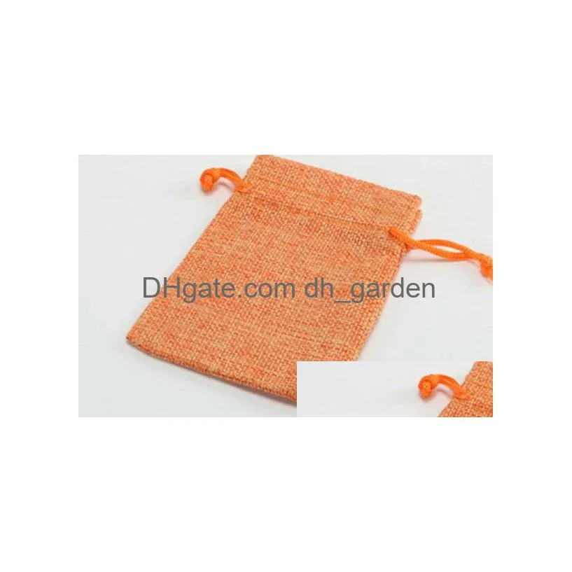 Jewelry Pouches, Bags 7X9Cm 9X12Cm 10X15Cm 13X18Cm Orange Mini Pouch Jute Bag Linen Jewelry Gift Dstring Bags For Wedding Fa Dhgarden Dh0Nh