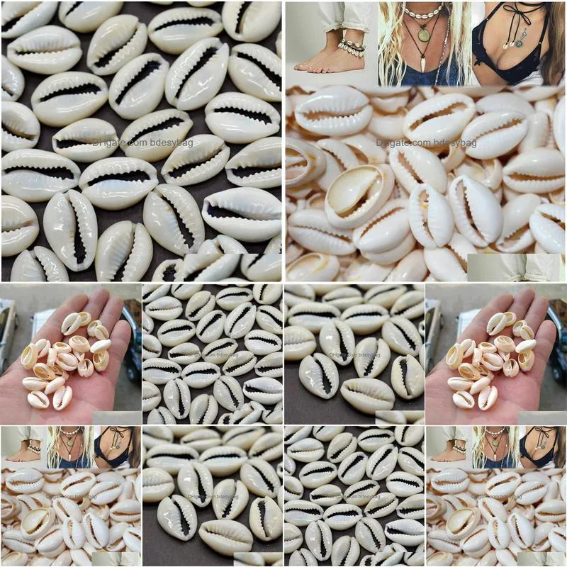50pcs white diy sea shell cowrie cowry charm beads beach jewelry accessories for women sea shells earrings bracelet necklace