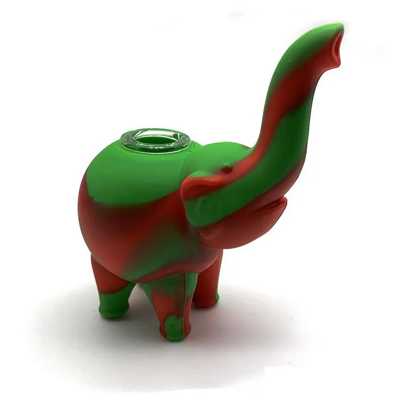 original mimielephant pattern mini bubbler water pipes multiple color siliconebongshookahs glass bowl size11x10.5x6cm