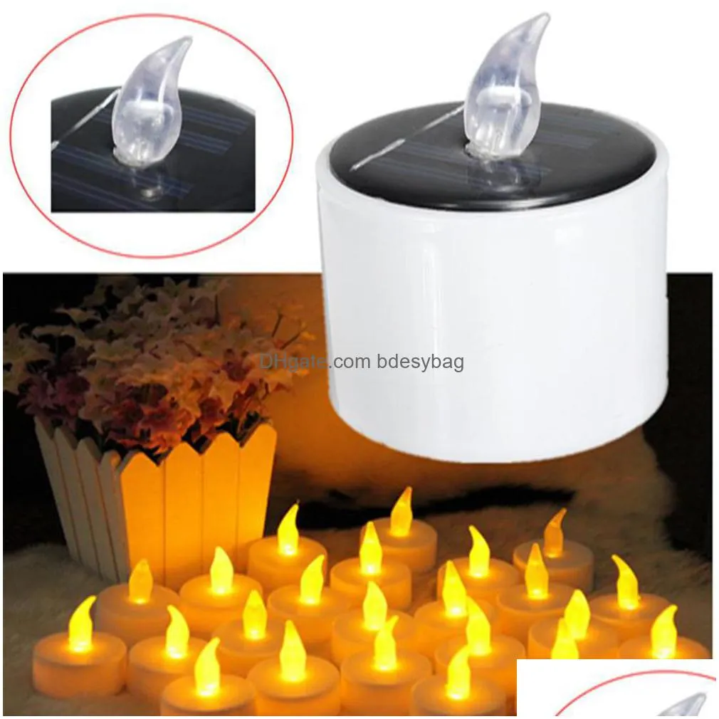 1 pcs/set plastic solar energy candle yellow solar power led candles/flameless electronic tea lights lamp for outdoor