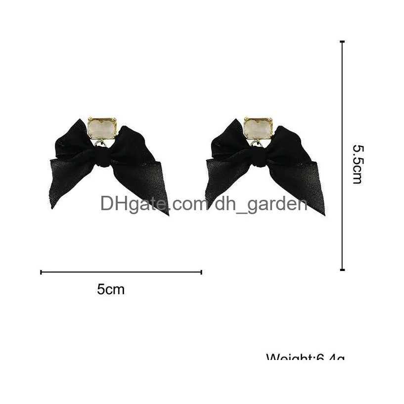 Dangle & Chandelier Jewelry Korean Sweet Black White Bowknot Women Earrings Fabric Lace Bow Fashion Drop Gift Drop Delivery J Dhgarden Dhfqk