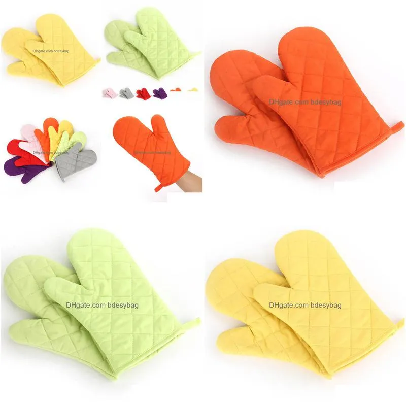 microwave oven mitt glove insulated kitchen tool baking gloves cotton heat resistant 1pcs nonslip mitten