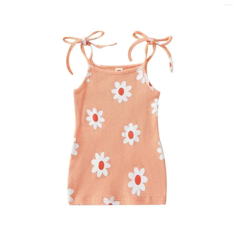 Girls Dresses Girl Kids Infant Baby Summer Dress Casual Sleeveless Tie Shoder Floral Print Beach 6M-5T Drop Delivery Maternity Clothi Dhspl