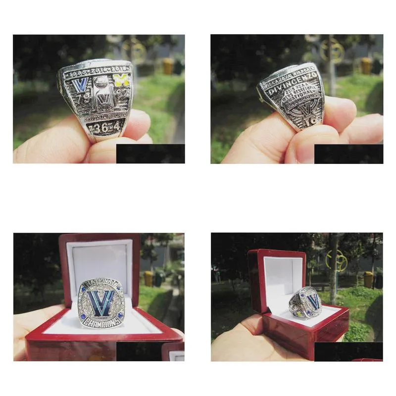 2016 villanova wildcats basketball championship ring with wooden display box souvenir men fan gift 2019 wholesale drop shipping