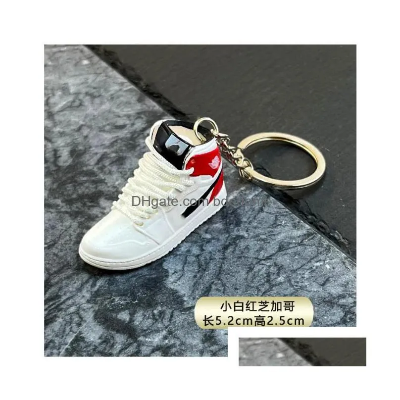 Designer 83 Styles 3D Basketball Shoes Keychain Stereoscopic Sneakers Keychains For Women Bag Pendant Mini Sport Shoe Keyring Drop Del Dhpjm