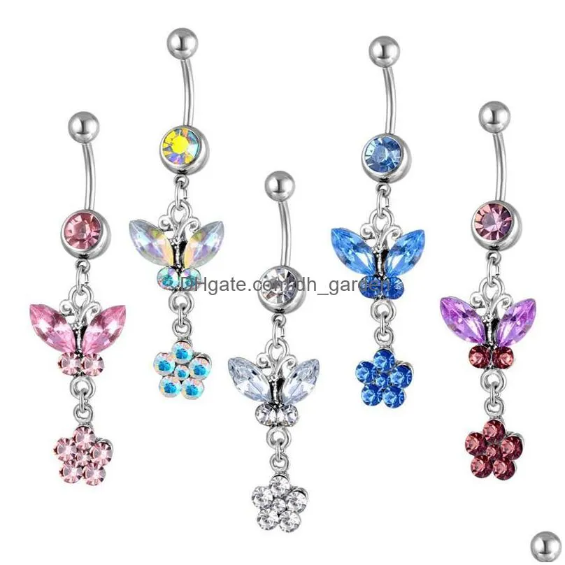 d0153 jewelry ball stone belly navel button ring mix colors