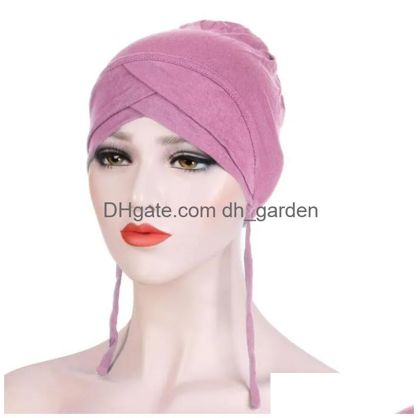 Beanie/Skull Caps Beanie/Skl Caps Muslim Women Turban Inner Hijab India Headscarf Islamic Bonnet Wraps Elastic Musman Turban Dhgarden Dh8V6